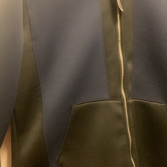 NWT Forever 21 MEN Black Blue Scuba Zip Athletic Hoodie Jacket L Large - Picture 4 of 4